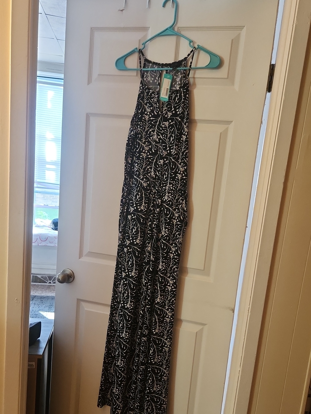 NWT Goldray Stitch Fix Lowrey Knit Jumpsuit Black White Vine Print Small